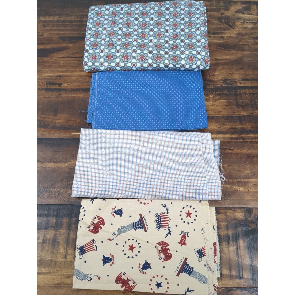 Lot of Fabric,‎ Patriotic Theme, Red, white, blue, 14.9oz